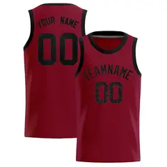 Crimson Sequined Trim Athletic Basketball Jersey 1