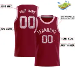 Crimson Sequined Trim Athletic Basketball Jersey 2