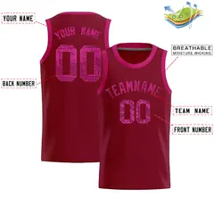 Crimson Sequined Trim Athletic Basketball Jersey 2