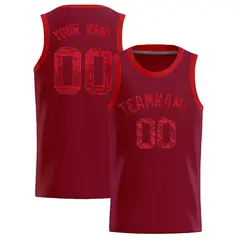 Crimson Sequined Trim Athletic Basketball Jersey 1