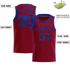 Crimson Sequined Trim Athletic Basketball Jersey 2