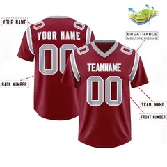 Crimson Shoulder Cut Two-Tone Authentic Football Jersey 2