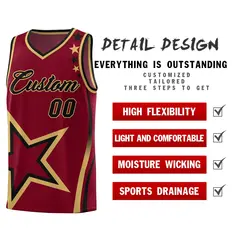 Crimson Shoulder Stars Graffiti Basketball Jersey Set 2