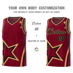 Crimson Shoulder Stars Graffiti Basketball Jersey Set 3