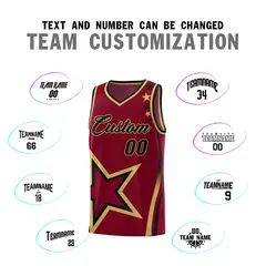 Crimson Shoulder Stars Graffiti Basketball Jersey Set 4