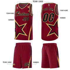 Crimson Shoulder Stars Graffiti Basketball Jersey Set 5