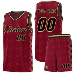 Crimson Side Blocks Basketball Uniform Jersey 1