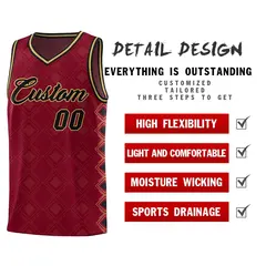 Crimson Side Blocks Basketball Uniform Jersey 2