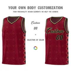 Crimson Side Blocks Basketball Uniform Jersey 3
