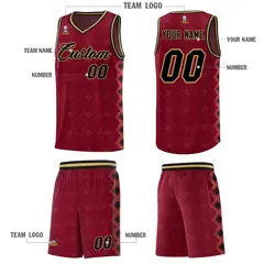 Crimson Side Blocks Basketball Uniform Jersey 5