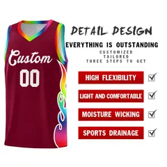 Crimson Side Flame Pattern Sports Fashion Basketball Jersey 3