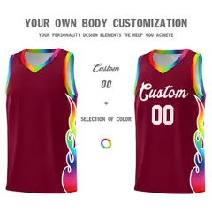 Crimson Side Flame Pattern Sports Fashion Basketball Jersey 4