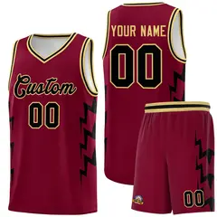 Crimson Side Lightning Graffiti Basketball Jersey 1