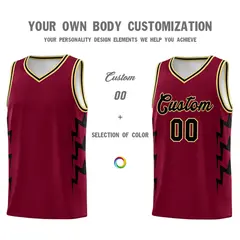 Crimson Side Lightning Graffiti Basketball Jersey 3