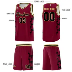 Crimson Side Lightning Graffiti Basketball Jersey 5