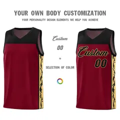 Crimson Side Pattern Graffiti Sports Basketball Jersey 3