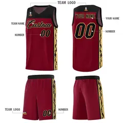 Crimson Side Pattern Graffiti Sports Basketball Jersey 5