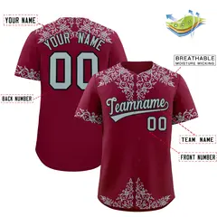 Crimson Silver Baroque Style Baseball Jersey 2