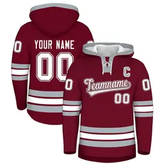 Crimson Silver Classic Lace-Up Neck Hockey Hoodie