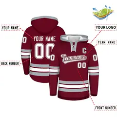 Crimson Silver Classic Lace-Up Neck Hockey Hoodie 2