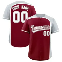 Crimson Silver Color Block Authentic Baseball Jersey 1