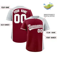 Crimson Silver Color Block Authentic Baseball Jersey 2