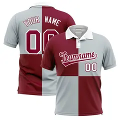Crimson Silver Four Squares Performance Polo Shirt