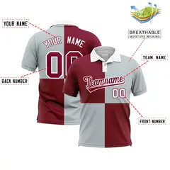 Crimson Silver Four Squares Performance Polo Shirt 2