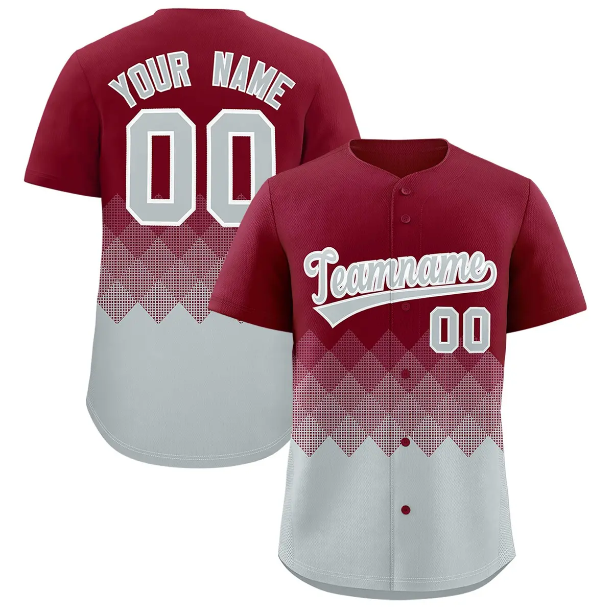 Crimson Silver Grid Blur Pattern Baseball Jersey