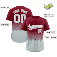 Crimson Silver Grid Blur Pattern Baseball Jersey 2
