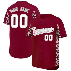 Crimson Silver Leopard Graffiti Side Design Baseball Jersey 1