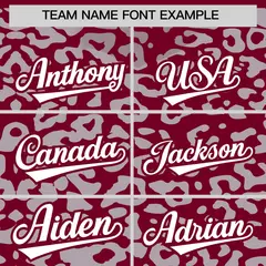 Crimson Silver Leopard Print Baseball Jersey 3