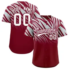Crimson Silver Tiger Stripe Gradient Baseball Jersey 1