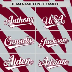 Crimson Silver Tiger Stripe Gradient Baseball Jersey 3