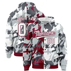 Crimson Silver Two Tone Full-Snap Varsity Letterman Jacket Hoodie