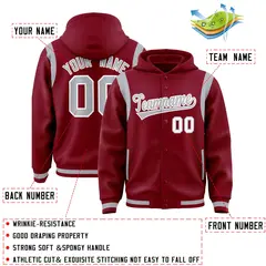 Crimson Silver Varsity Letterman Color Block Hoodie Jacket 4