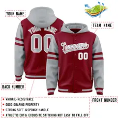 Crimson Silver Varsity Three Stripes Raglan Hoodie Jacket 4