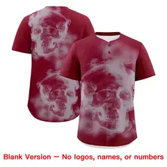 Crimson Silver White Skeleton Graffiti Baseball Jersey 8