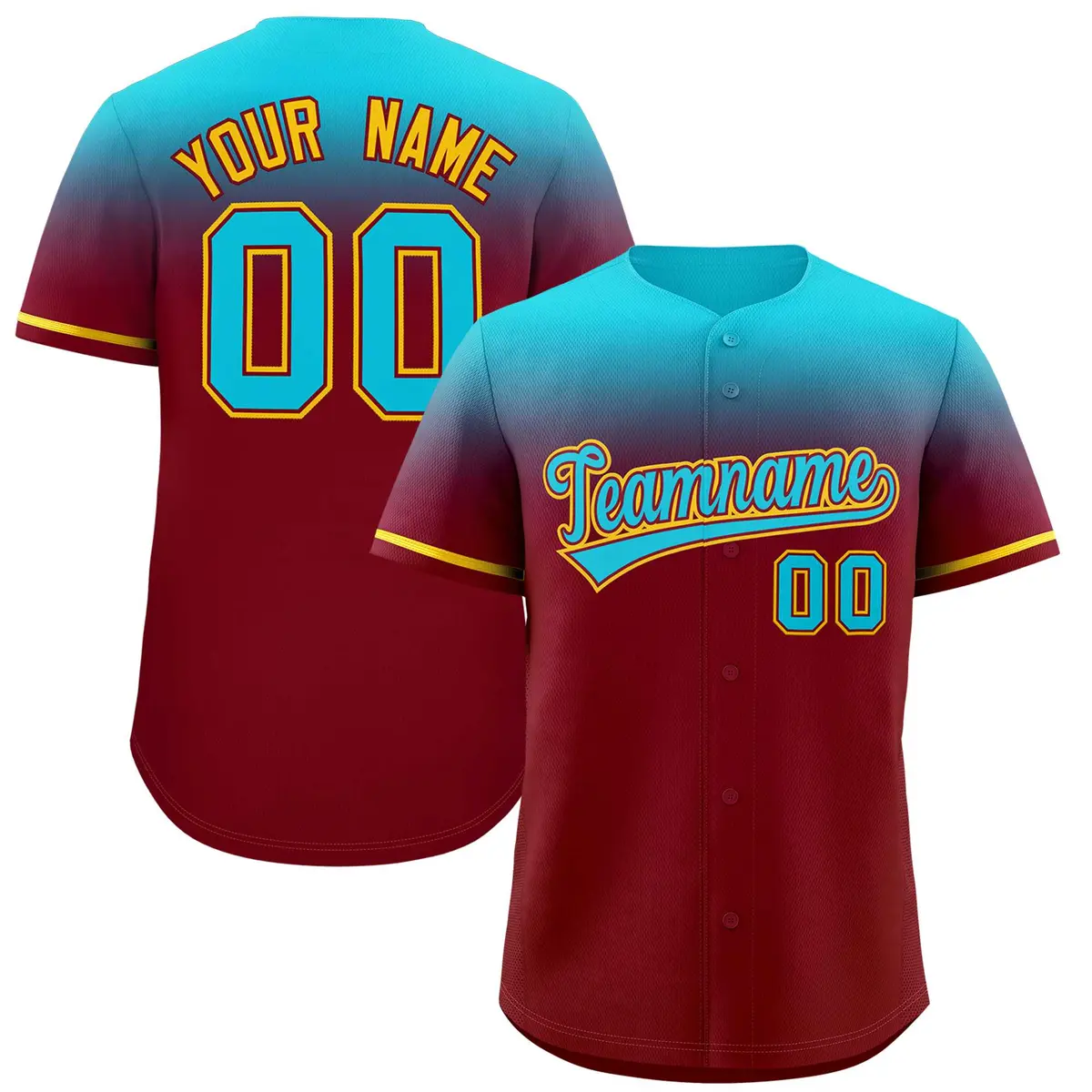 Crimson Sky Blue Gradient Authentic Baseball Jersey
