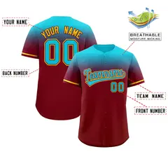 Crimson Sky Blue Gradient Authentic Baseball Jersey 2