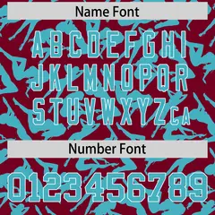 Crimson Sky Blue Graffiti Pattern Baseball Jersey 4