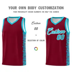 Crimson Sky Blue Indians Pattern Basketball Uniform Jersey 3