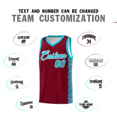 Crimson Sky Blue Indians Pattern Basketball Uniform Jersey 4