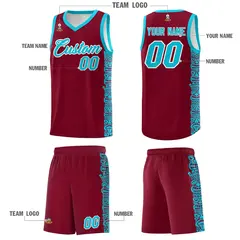 Crimson Sky Blue Indians Pattern Basketball Uniform Jersey 5