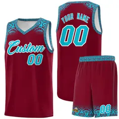 Crimson Sky Blue Indians Print Basketball Jersey