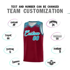 Crimson Sky Blue Indians Print Basketball Jersey 4