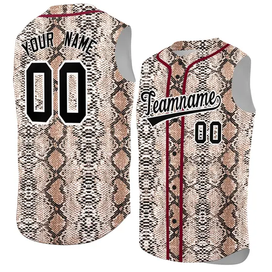 Crimson Snakeskin Pattern Sleeveless Baseball Jersey