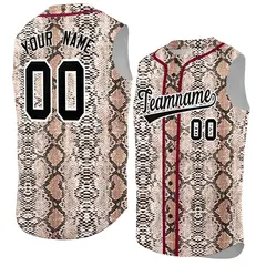 Crimson Snakeskin Pattern Sleeveless Baseball Jersey