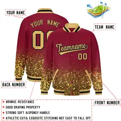 Crimson Sparkle-Effect Varsity Letterman Baseball Jacket 2