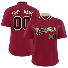 Crimson Stand Collar Classic Authentic Baseball Jersey 1